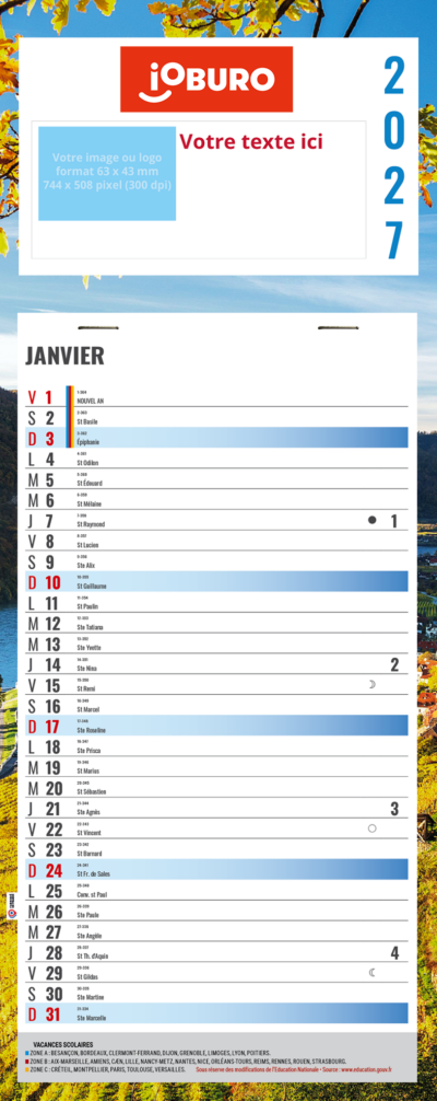 Bloc mensuel agrafé